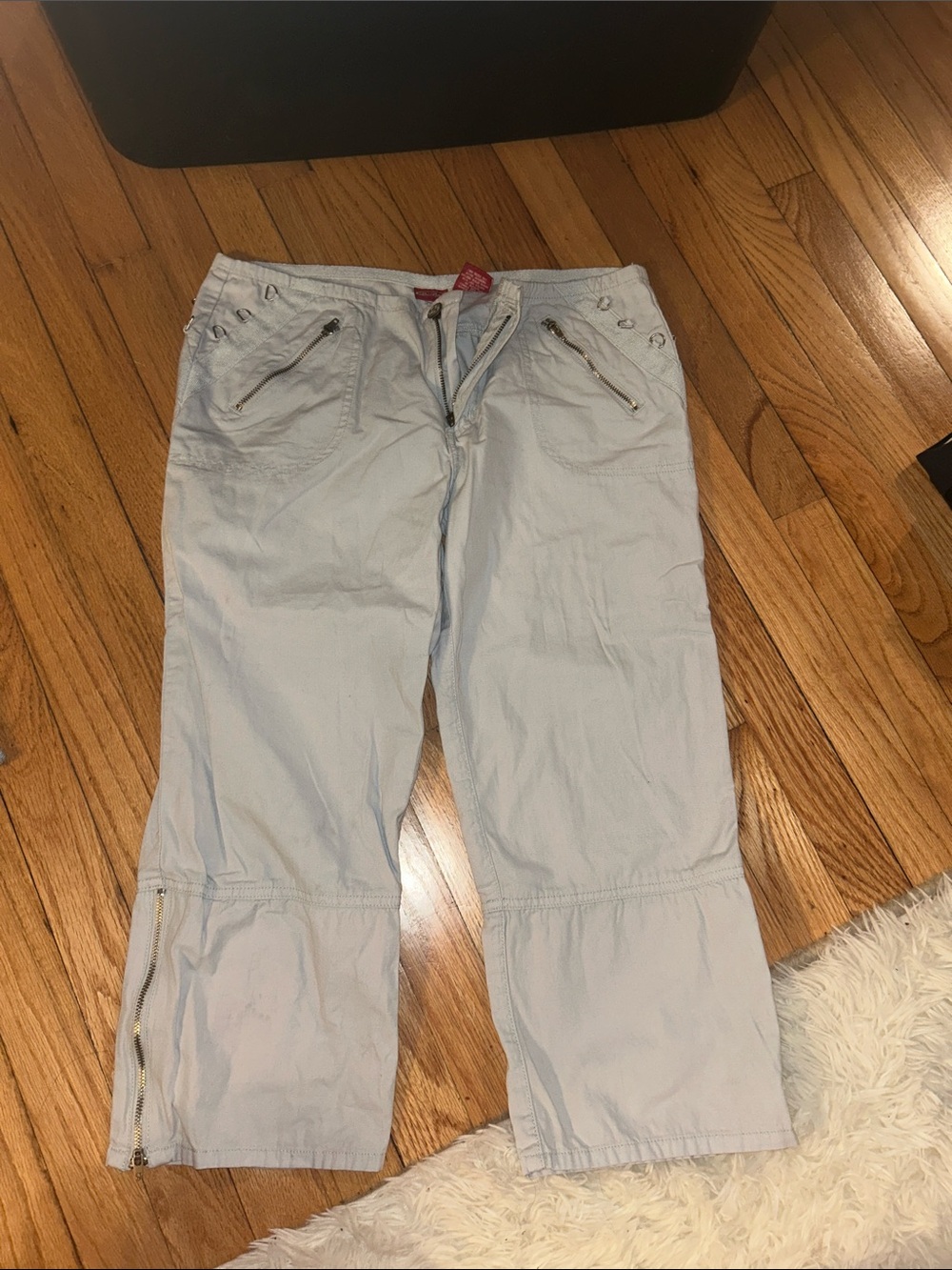 bebe Light Blue Capris with Zip Details